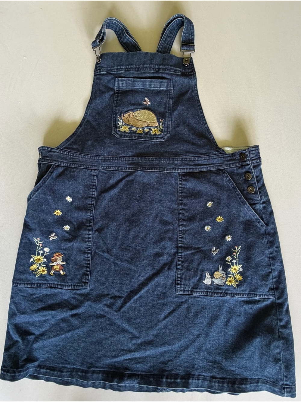 NWT BoxLunch My Neighbor Totoro Denim Overall Pinafore Dress Size 5 Blue